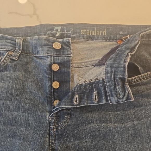 7 For All Mankind Standard Jeans Button Fly Straight Fit Blue Mens Size 33 - Picture 8 of 10